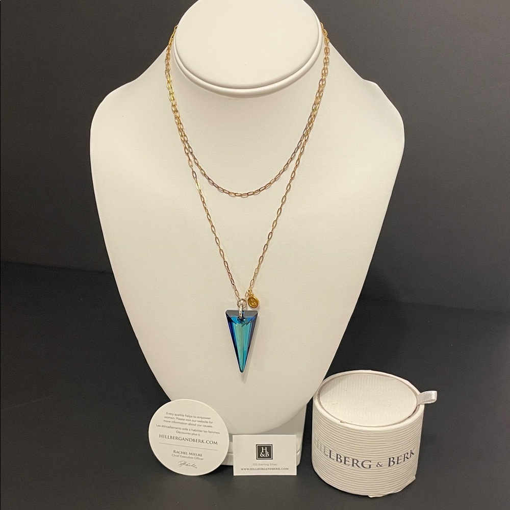 Hillberg & Berk Gold Tone Swarovski Crystal Spike Pendant Necklace
